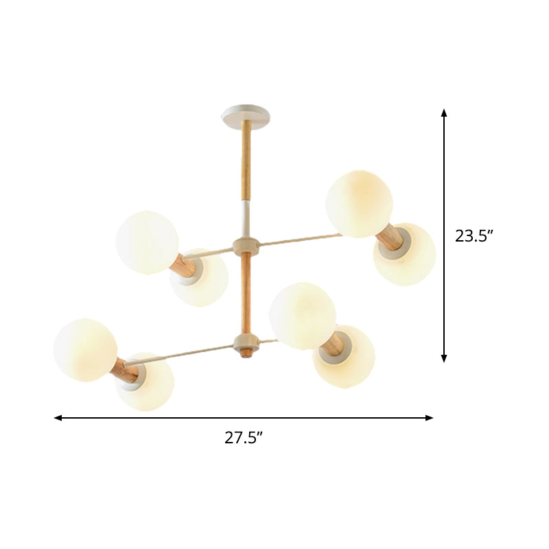 Modernism Style Orb Chandelier Lamp White Glass 8/12 Lights Living Room Hanging Light Fixture Clearhalo 'Ceiling Lights' 'Chandeliers' 'Glass shade' 'Glass' Lighting' 289739