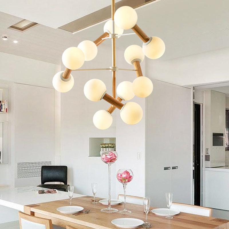 Modernism Style Orb Chandelier Lamp White Glass 8/12 Lights Living Room Hanging Light Fixture Clearhalo 'Ceiling Lights' 'Chandeliers' 'Glass shade' 'Glass' Lighting' 289742