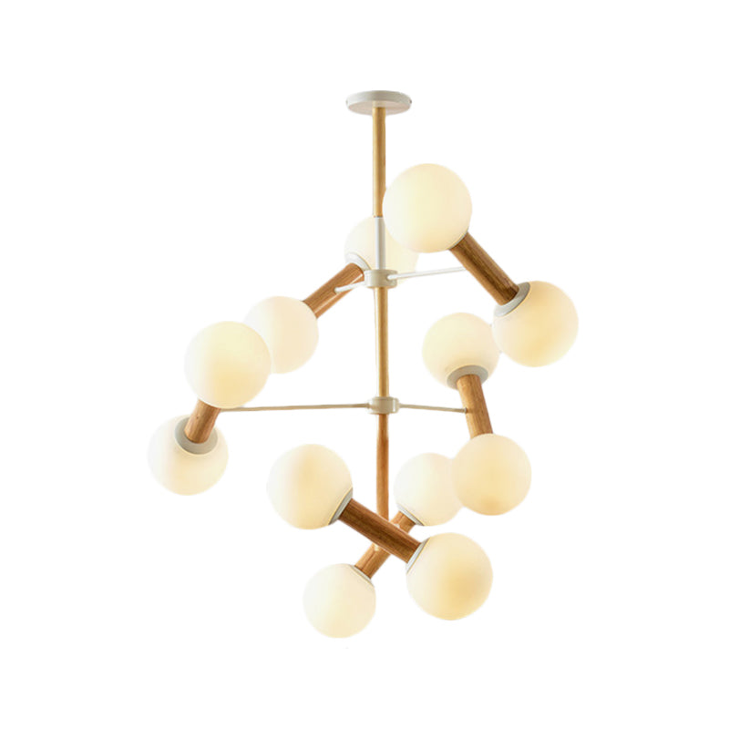 Modernism Style Orb Chandelier Lamp White Glass 8/12 Lights Living Room Hanging Light Fixture Clearhalo 'Ceiling Lights' 'Chandeliers' 'Glass shade' 'Glass' Lighting' 289744