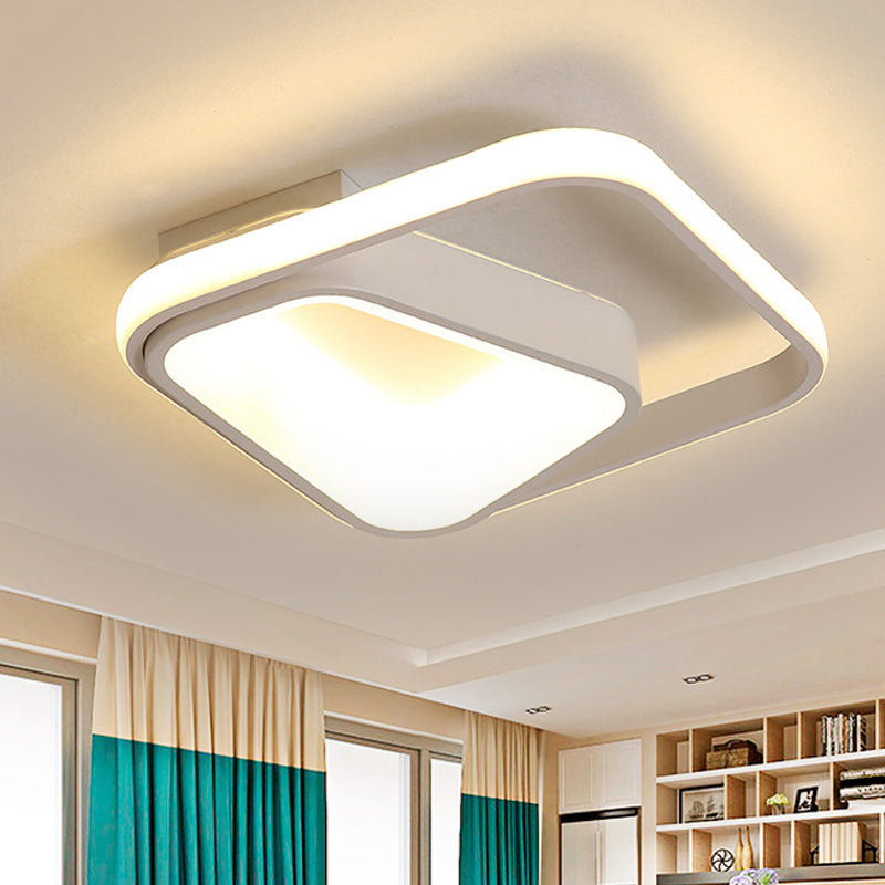 Geometric Metal Flush Mount Lamp Modernism Gray/White LED Ceiling Lighting in Natural Light/Remote Control Stepless Dimming Clearhalo 'Ceiling Lights' 'Close To Ceiling Lights' 'Close to ceiling' 'Flush mount' Lighting' 289799