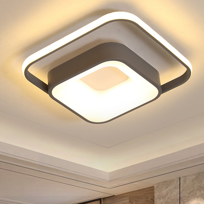 Square Flush Mount Minimalist Metal Gray/White Light LED Ceiling Fixture, Natural Light/Remote Control Stepless Dimming Clearhalo 'Ceiling Lights' 'Close To Ceiling Lights' 'Close to ceiling' 'Flush mount' Lighting' 289839