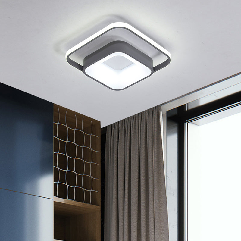 Square Flush Mount Minimalist Metal Gray/White Light LED Ceiling Fixture, Natural Light/Remote Control Stepless Dimming Grey Natural Clearhalo 'Ceiling Lights' 'Close To Ceiling Lights' 'Close to ceiling' 'Flush mount' Lighting' 289840