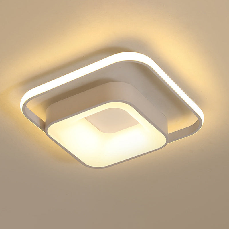 Square Flush Mount Minimalist Metal Gray/White Light LED Ceiling Fixture, Natural Light/Remote Control Stepless Dimming White Clearhalo 'Ceiling Lights' 'Close To Ceiling Lights' 'Close to ceiling' 'Flush mount' Lighting' 289843