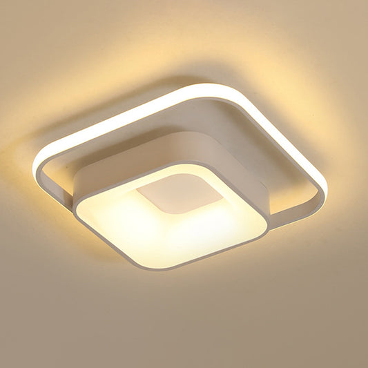 Square Flush Mount Minimalist Metal Gray/White Light LED Ceiling Fixture, Natural Light/Remote Control Stepless Dimming White Clearhalo 'Ceiling Lights' 'Close To Ceiling Lights' 'Close to ceiling' 'Flush mount' Lighting' 289843