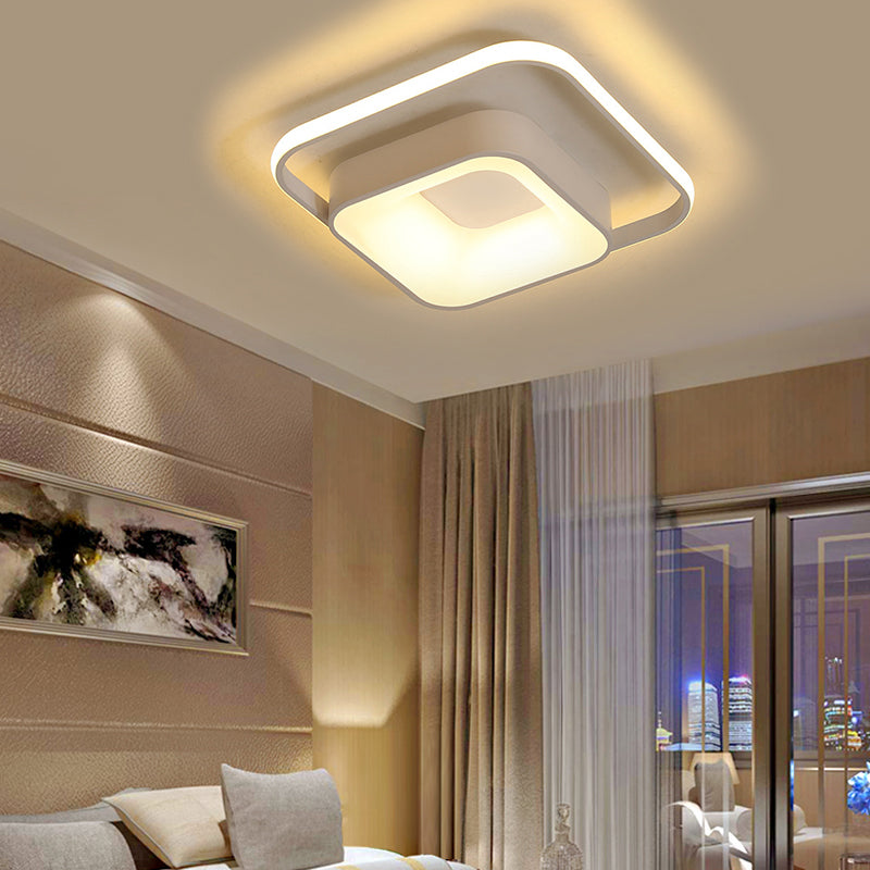 Square Flush Mount Minimalist Metal Gray/White Light LED Ceiling Fixture, Natural Light/Remote Control Stepless Dimming Clearhalo 'Ceiling Lights' 'Close To Ceiling Lights' 'Close to ceiling' 'Flush mount' Lighting' 289844