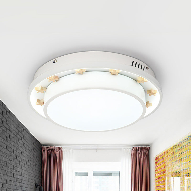 Circular Flush Mount Modernist Metal 16"/19.5" Wide LED White Ceiling Light Fixture for Bedroom White Clearhalo 'Ceiling Lights' 'Close To Ceiling Lights' 'Close to ceiling' 'Flush mount' Lighting' 289858