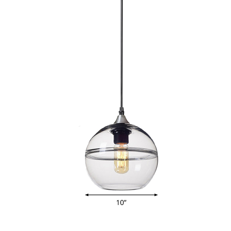 Globe Dining Room Pendant Lighting Blue/Clear Glass 1 Head 8"/10"/12" Wide Modern Hanging Ceiling Light Clearhalo 'Ceiling Lights' 'Glass shade' 'Glass' 'Modern Pendants' 'Modern' 'Pendant Lights' 'Pendants' Lighting' 289880