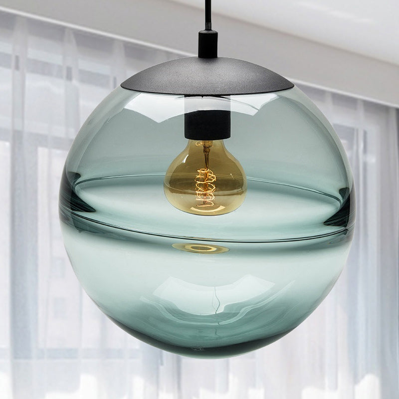 Sphere Pendant Lighting Modernism Blue/Coffee Glass 1 Head 8"/10"/12" Wide Dining Room Hanging Light Clearhalo 'Ceiling Lights' 'Glass shade' 'Glass' 'Iluminaci��n' 'L��mparas Colgantes' 'L��mparas de Techo' 'Modern Pendants' 'Modern' 'Pendant Lights' 'Pendants' Hogar' Lighting' 289949