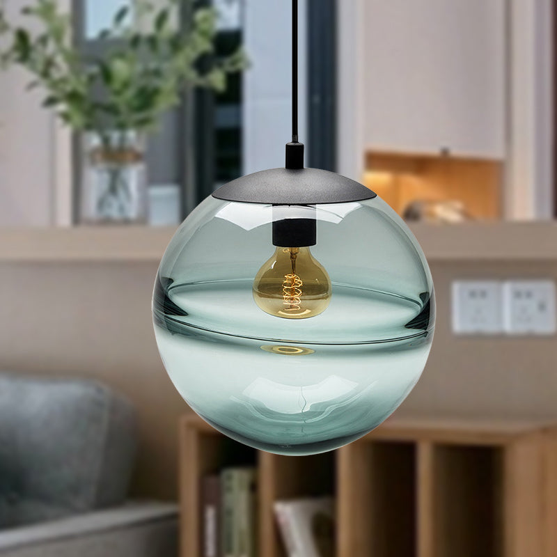 Sphere Pendant Lighting Modernism Blue/Coffee Glass 1 Head 8"/10"/12" Wide Dining Room Hanging Light Clearhalo 'Ceiling Lights' 'Glass shade' 'Glass' 'Iluminaci��n' 'L��mparas Colgantes' 'L��mparas de Techo' 'Modern Pendants' 'Modern' 'Pendant Lights' 'Pendants' Hogar' Lighting' 289950