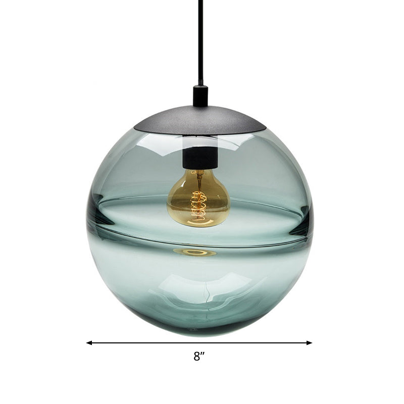 Sphere Pendant Lighting Modernism Blue/Coffee Glass 1 Head 8"/10"/12" Wide Dining Room Hanging Light Clearhalo 'Ceiling Lights' 'Glass shade' 'Glass' 'Iluminaci��n' 'L��mparas Colgantes' 'L��mparas de Techo' 'Modern Pendants' 'Modern' 'Pendant Lights' 'Pendants' Hogar' Lighting' 289953