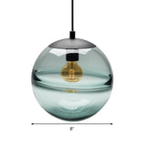 Sphere Pendant Lighting Modernism Blue/Coffee Glass 1 Head 8"/10"/12" Wide Dining Room Hanging Light Clearhalo 'Ceiling Lights' 'Glass shade' 'Glass' 'Iluminaci��n' 'L��mparas Colgantes' 'L��mparas de Techo' 'Modern Pendants' 'Modern' 'Pendant Lights' 'Pendants' Hogar' Lighting' 289953