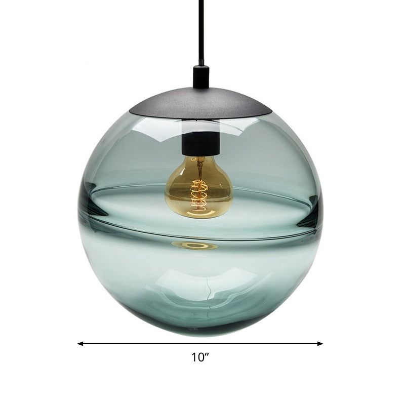 Sphere Pendant Lighting Modernism Blue/Coffee Glass 1 Head 8"/10"/12" Wide Dining Room Hanging Light Clearhalo 'Ceiling Lights' 'Glass shade' 'Glass' 'Iluminaci��n' 'L��mparas Colgantes' 'L��mparas de Techo' 'Modern Pendants' 'Modern' 'Pendant Lights' 'Pendants' Hogar' Lighting' 289954