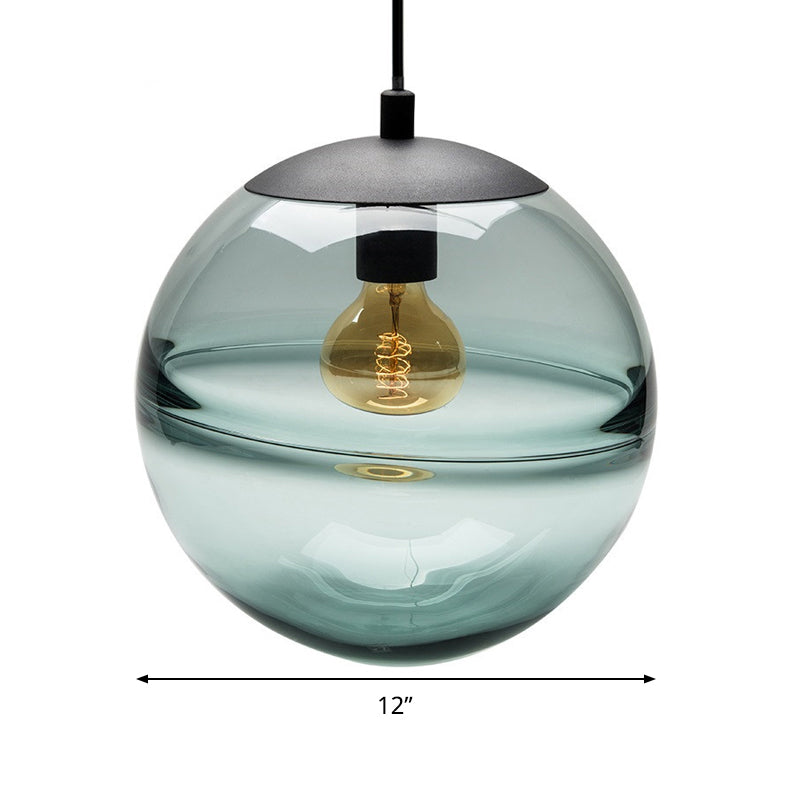 Sphere Pendant Lighting Modernism Blue/Coffee Glass 1 Head 8"/10"/12" Wide Dining Room Hanging Light Clearhalo 'Ceiling Lights' 'Glass shade' 'Glass' 'Iluminaci��n' 'L��mparas Colgantes' 'L��mparas de Techo' 'Modern Pendants' 'Modern' 'Pendant Lights' 'Pendants' Hogar' Lighting' 289955