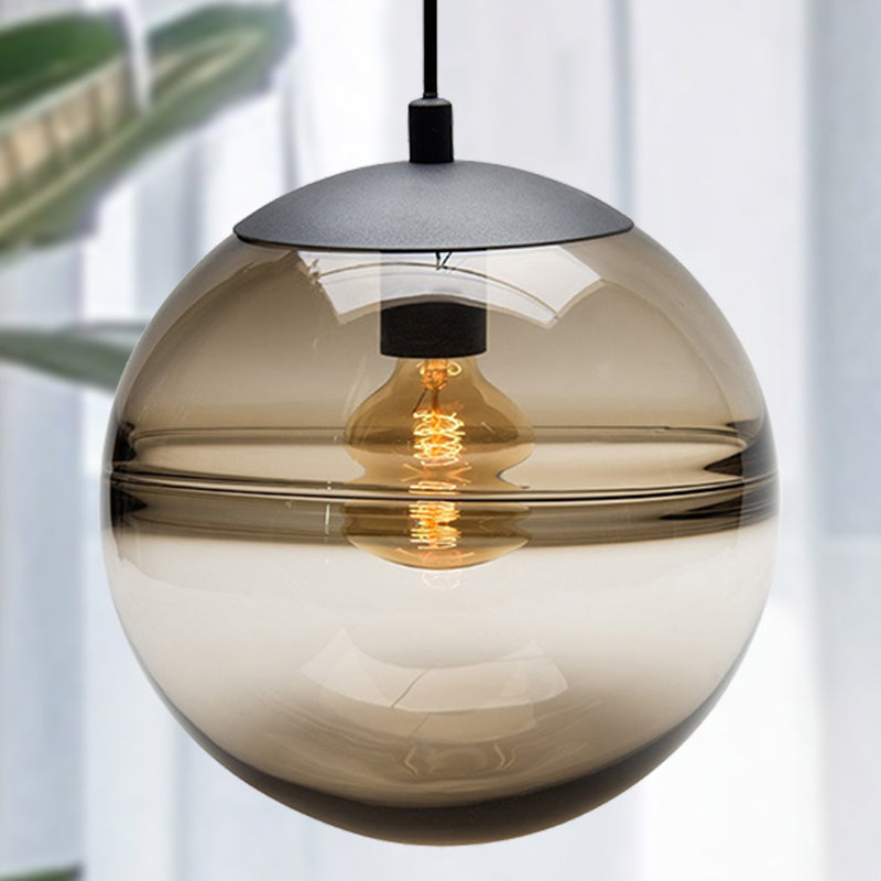 Sphere Pendant Lighting Modernism Blue/Coffee Glass 1 Head 8"/10"/12" Wide Dining Room Hanging Light Coffee Clearhalo 'Ceiling Lights' 'Glass shade' 'Glass' 'Iluminaci��n' 'L��mparas Colgantes' 'L��mparas de Techo' 'Modern Pendants' 'Modern' 'Pendant Lights' 'Pendants' Hogar' Lighting' 289956