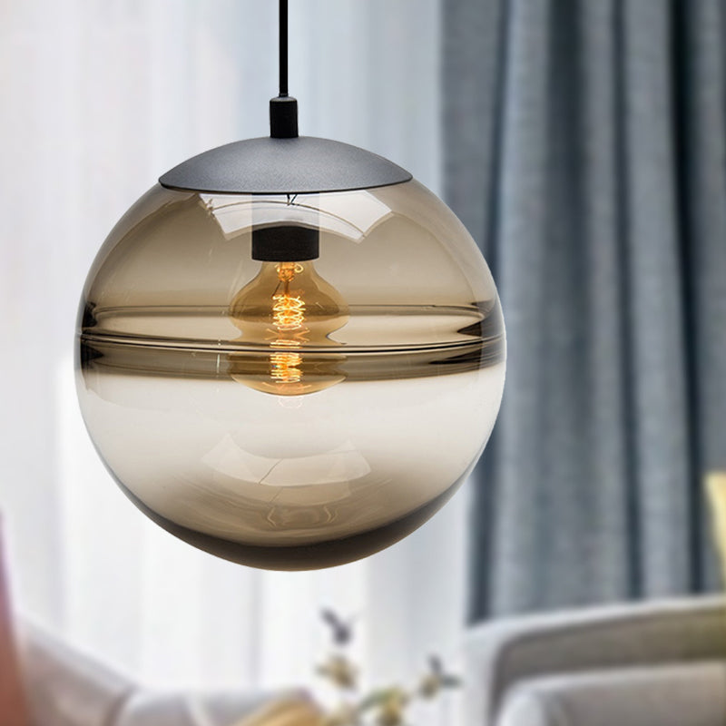 Sphere Pendant Lighting Modernism Blue/Coffee Glass 1 Head 8"/10"/12" Wide Dining Room Hanging Light Clearhalo 'Ceiling Lights' 'Glass shade' 'Glass' 'Iluminaci��n' 'L��mparas Colgantes' 'L��mparas de Techo' 'Modern Pendants' 'Modern' 'Pendant Lights' 'Pendants' Hogar' Lighting' 289957