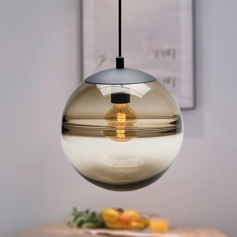 Sphere Pendant Lighting Modernism Blue/Coffee Glass 1 Head 8"/10"/12" Wide Dining Room Hanging Light Clearhalo 'Ceiling Lights' 'Glass shade' 'Glass' 'Iluminaci��n' 'L��mparas Colgantes' 'L��mparas de Techo' 'Modern Pendants' 'Modern' 'Pendant Lights' 'Pendants' Hogar' Lighting' 289958