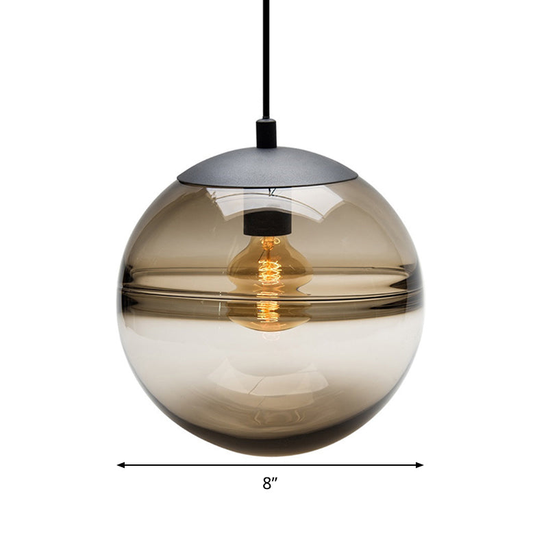 Sphere Pendant Lighting Modernism Blue/Coffee Glass 1 Head 8"/10"/12" Wide Dining Room Hanging Light Clearhalo 'Ceiling Lights' 'Glass shade' 'Glass' 'Iluminaci��n' 'L��mparas Colgantes' 'L��mparas de Techo' 'Modern Pendants' 'Modern' 'Pendant Lights' 'Pendants' Hogar' Lighting' 289961