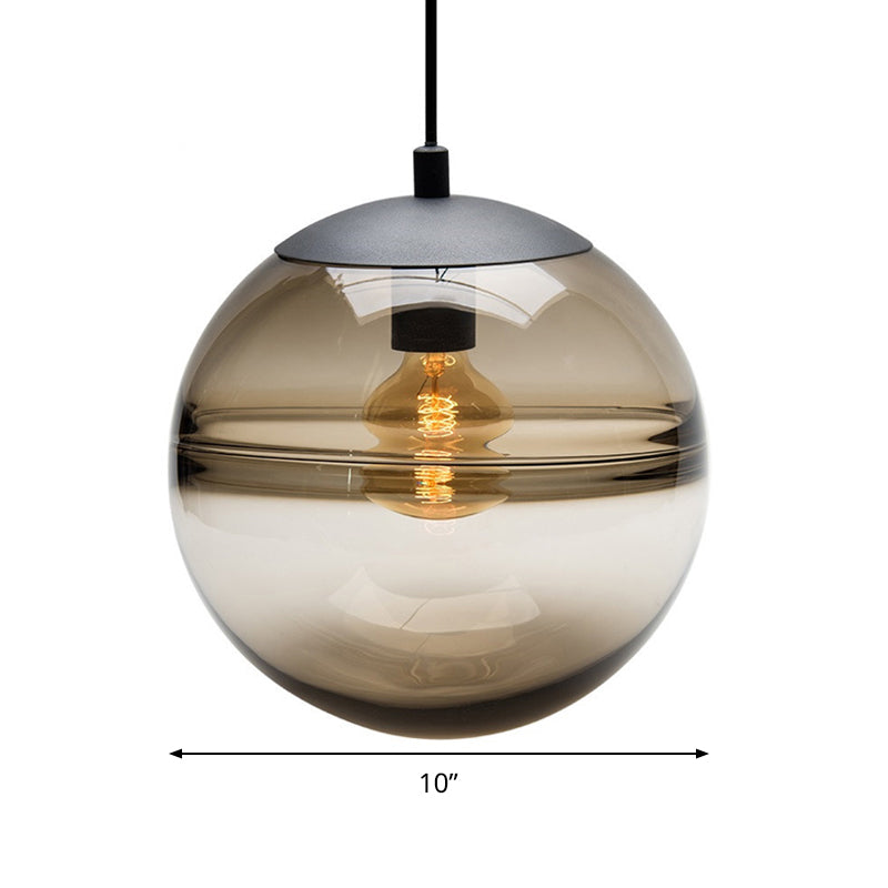 Sphere Pendant Lighting Modernism Blue/Coffee Glass 1 Head 8"/10"/12" Wide Dining Room Hanging Light Clearhalo 'Ceiling Lights' 'Glass shade' 'Glass' 'Iluminaci��n' 'L��mparas Colgantes' 'L��mparas de Techo' 'Modern Pendants' 'Modern' 'Pendant Lights' 'Pendants' Hogar' Lighting' 289962