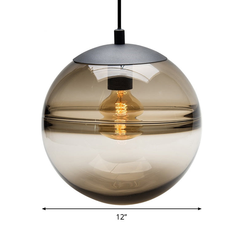 Sphere Pendant Lighting Modernism Blue/Coffee Glass 1 Head 8"/10"/12" Wide Dining Room Hanging Light Clearhalo 'Ceiling Lights' 'Glass shade' 'Glass' 'Iluminaci��n' 'L��mparas Colgantes' 'L��mparas de Techo' 'Modern Pendants' 'Modern' 'Pendant Lights' 'Pendants' Hogar' Lighting' 289963