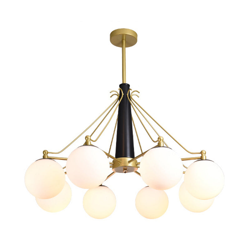 Modern Style Global Chandelier Light Fixture Milky Glass 6/8 Lights Living Room Ceiling Pendant Light in Gold Clearhalo 'Ceiling Lights' 'Chandeliers' 'Close To Ceiling Lights' 'Glass shade' 'Glass' 'Modern Chandeliers' 'Modern' Lighting' 289991