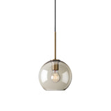 Amber Glass Global Pendant Lighting 1 Bulb Brass Modern Pendant Light for Kitchen 8"/10"/12" Wide Clearhalo 'Ceiling Lights' 'Glass shade' 'Glass' 'Iluminaci��n' 'L��mparas Colgantes' 'L��mparas de Techo' 'Pendant Lights' Hogar' Lighting' 290039