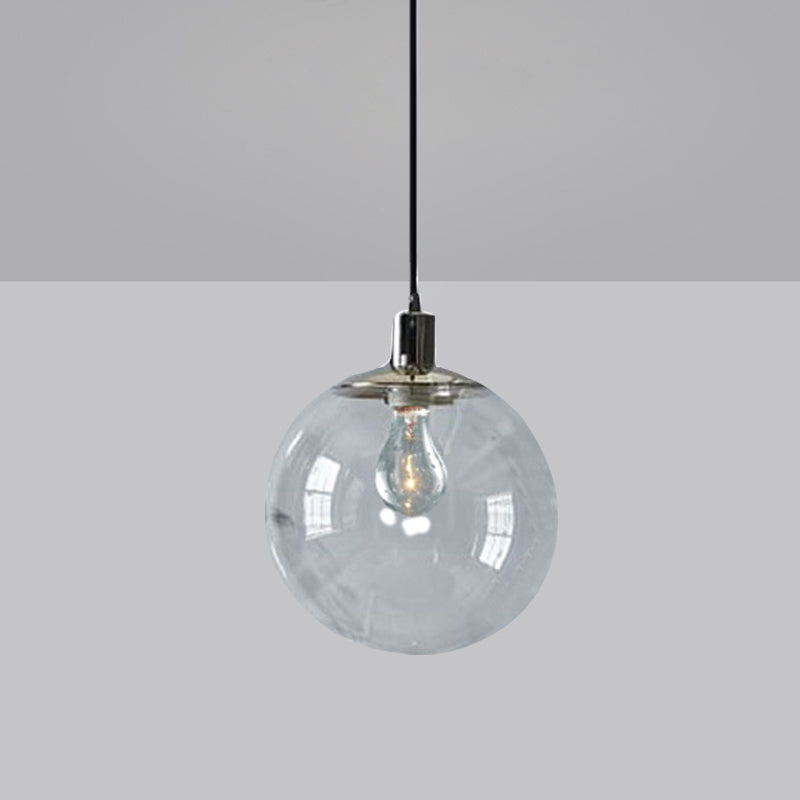 Clear Glass Globe Pendant Ceiling Light Simple Style 8"/10"/12" Wide 1 Head Hanging Lamp Clear Clearhalo 'Ceiling Lights' 'Glass shade' 'Glass' 'Modern Pendants' 'Modern' 'Pendant Lights' 'Pendants' Lighting' 290056