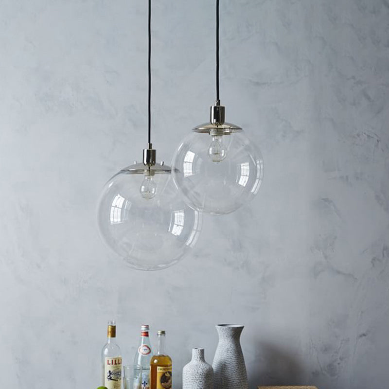 Clear Glass Globe Pendant Ceiling Light Simple Style 8"/10"/12" Wide 1 Head Hanging Lamp Clearhalo 'Ceiling Lights' 'Glass shade' 'Glass' 'Modern Pendants' 'Modern' 'Pendant Lights' 'Pendants' Lighting' 290057