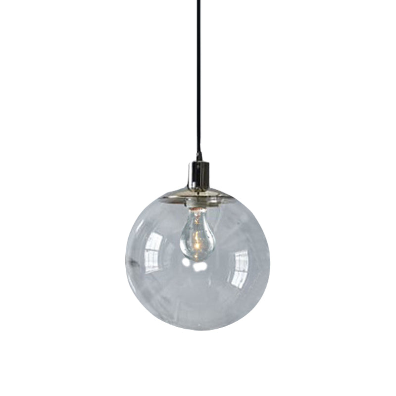 Clear Glass Globe Pendant Ceiling Light Simple Style 8"/10"/12" Wide 1 Head Hanging Lamp Clearhalo 'Ceiling Lights' 'Glass shade' 'Glass' 'Modern Pendants' 'Modern' 'Pendant Lights' 'Pendants' Lighting' 290060