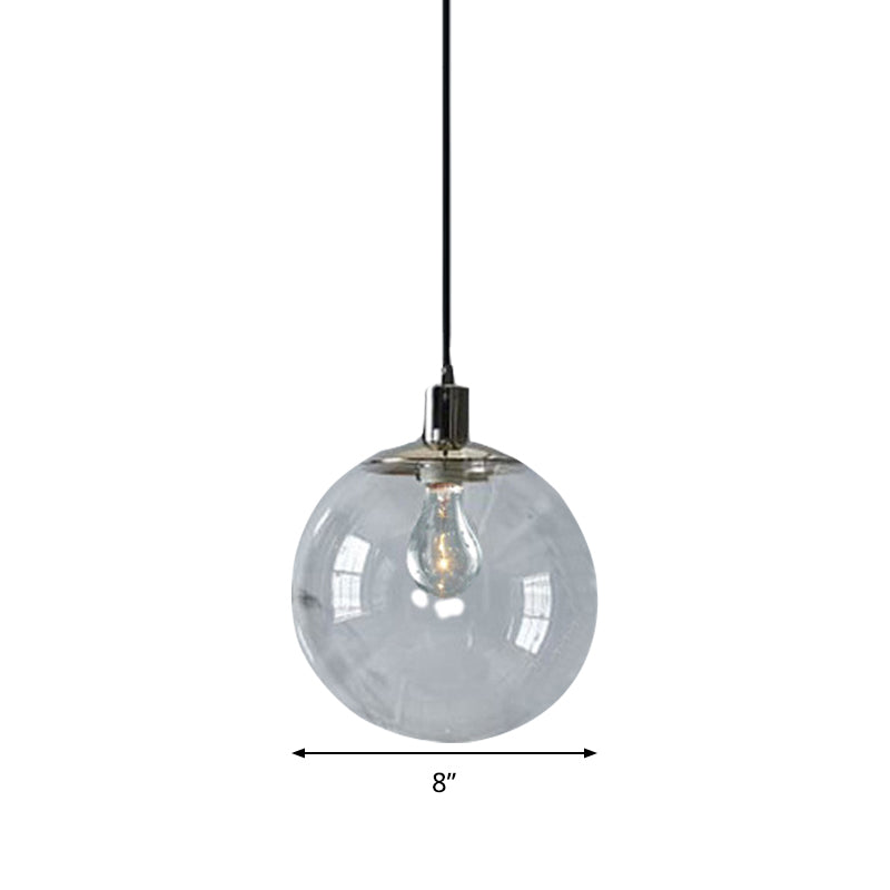 Clear Glass Globe Pendant Ceiling Light Simple Style 8"/10"/12" Wide 1 Head Hanging Lamp Clearhalo 'Ceiling Lights' 'Glass shade' 'Glass' 'Modern Pendants' 'Modern' 'Pendant Lights' 'Pendants' Lighting' 290061