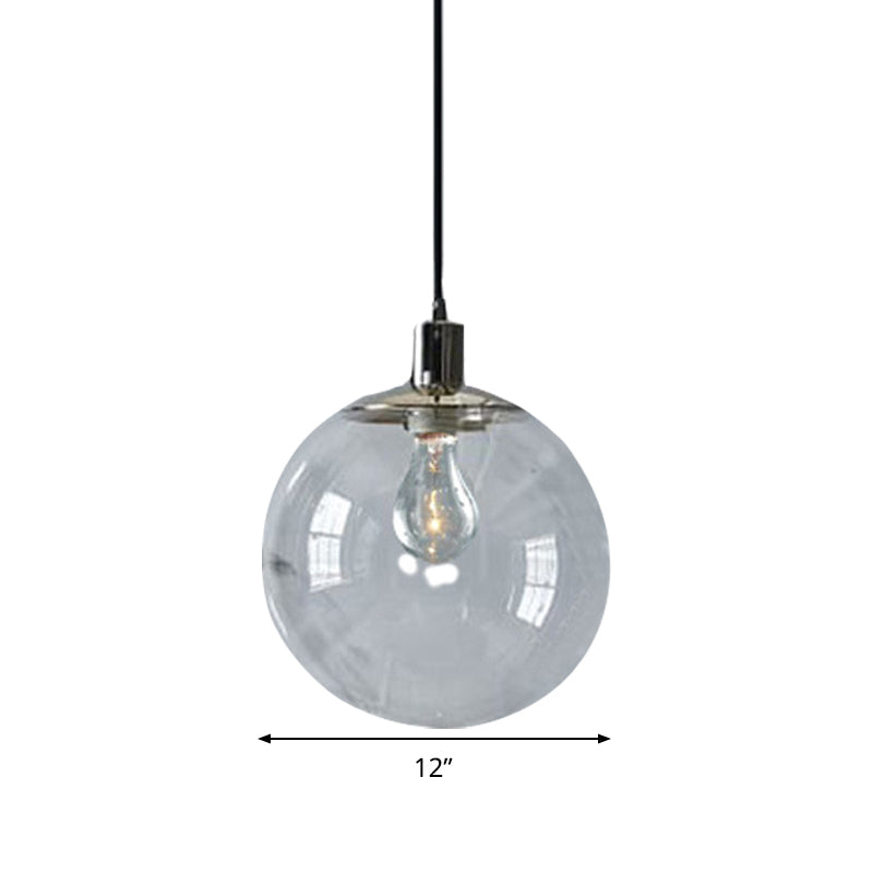 Clear Glass Globe Pendant Ceiling Light Simple Style 8"/10"/12" Wide 1 Head Hanging Lamp Clearhalo 'Ceiling Lights' 'Glass shade' 'Glass' 'Modern Pendants' 'Modern' 'Pendant Lights' 'Pendants' Lighting' 290063