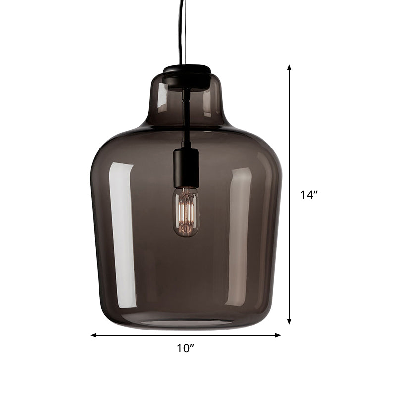 Black Glass Jar Pendant Lamp Contemporary 1 Head Hanging Ceiling Light for Dining Room Clearhalo 'Ceiling Lights' 'Glass shade' 'Glass' 'Modern Pendants' 'Modern' 'Pendant Lights' 'Pendants' Lighting' 290190