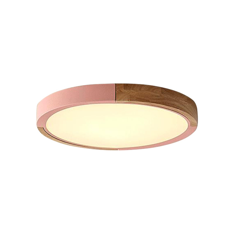 Circle Flush Mount Macaron Acrylic White/Pink/Yellow LED Ceiling Light Fixture in Warm/White Light, 16"/19.5" Wide Clearhalo 'Ceiling Lights' 'Close To Ceiling Lights' 'Close to ceiling' 'Flush mount' Lighting' 290217