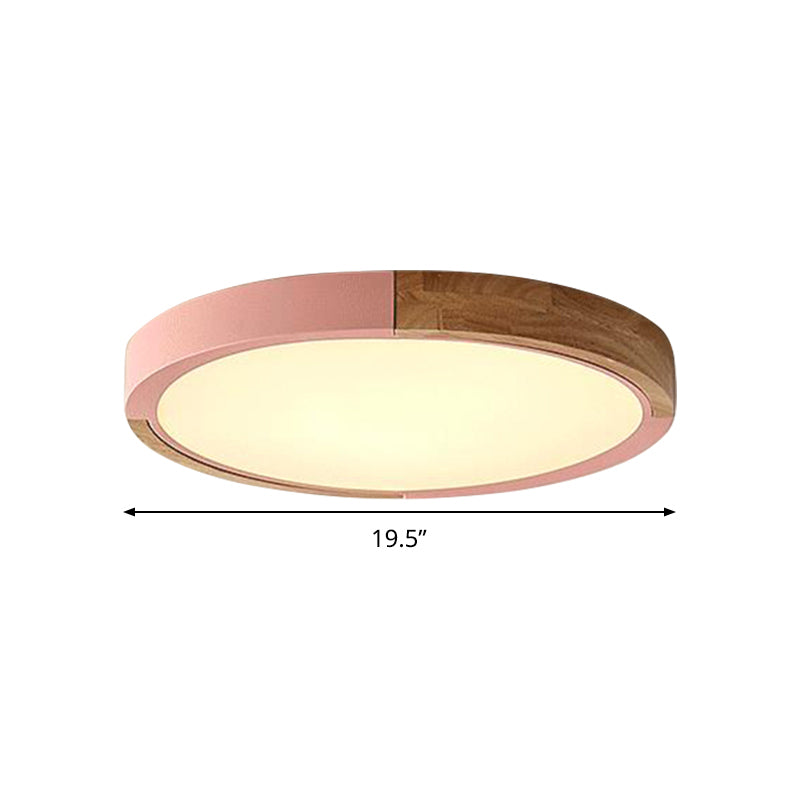 Circle Flush Mount Macaron Acrylic White/Pink/Yellow LED Ceiling Light Fixture in Warm/White Light, 16"/19.5" Wide Clearhalo 'Ceiling Lights' 'Close To Ceiling Lights' 'Close to ceiling' 'Flush mount' Lighting' 290219