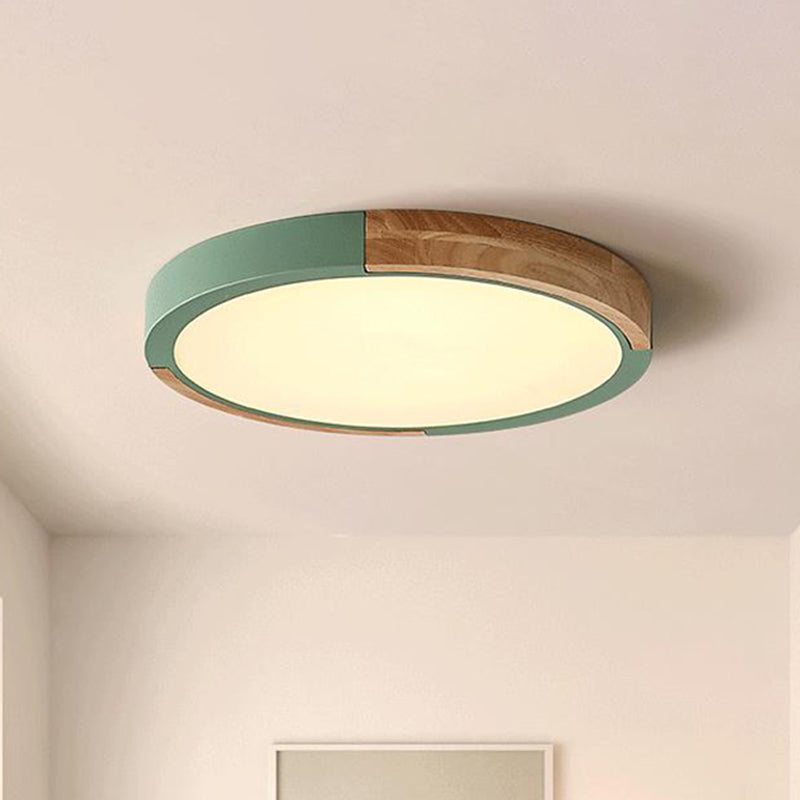 Circle Flush Mount Macaron Acrylic White/Pink/Yellow LED Ceiling Light Fixture in Warm/White Light, 16"/19.5" Wide Green Warm Clearhalo 'Ceiling Lights' 'Close To Ceiling Lights' 'Close to ceiling' 'Flush mount' Lighting' 290220