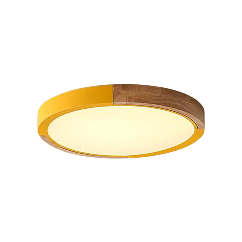 Circle Flush Mount Macaron Acrylic White/Pink/Yellow LED Ceiling Light Fixture in Warm/White Light, 16"/19.5" Wide Clearhalo 'Ceiling Lights' 'Close To Ceiling Lights' 'Close to ceiling' 'Flush mount' Lighting' 290227