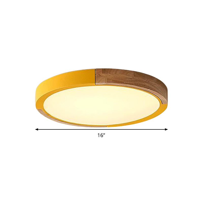 Circle Flush Mount Macaron Acrylic White/Pink/Yellow LED Ceiling Light Fixture in Warm/White Light, 16"/19.5" Wide Clearhalo 'Ceiling Lights' 'Close To Ceiling Lights' 'Close to ceiling' 'Flush mount' Lighting' 290228