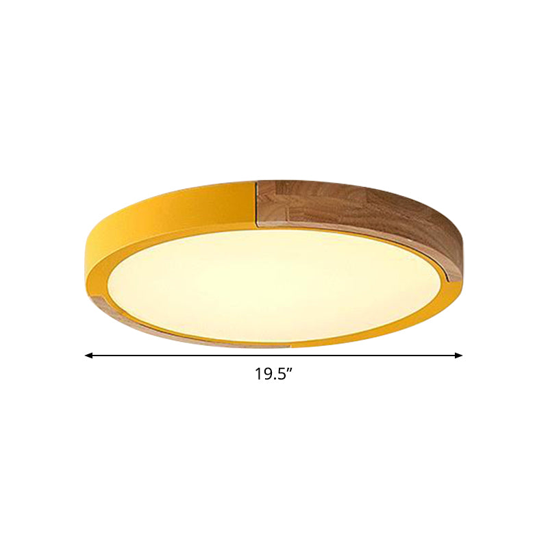 Circle Flush Mount Macaron Acrylic White/Pink/Yellow LED Ceiling Light Fixture in Warm/White Light, 16"/19.5" Wide Clearhalo 'Ceiling Lights' 'Close To Ceiling Lights' 'Close to ceiling' 'Flush mount' Lighting' 290229