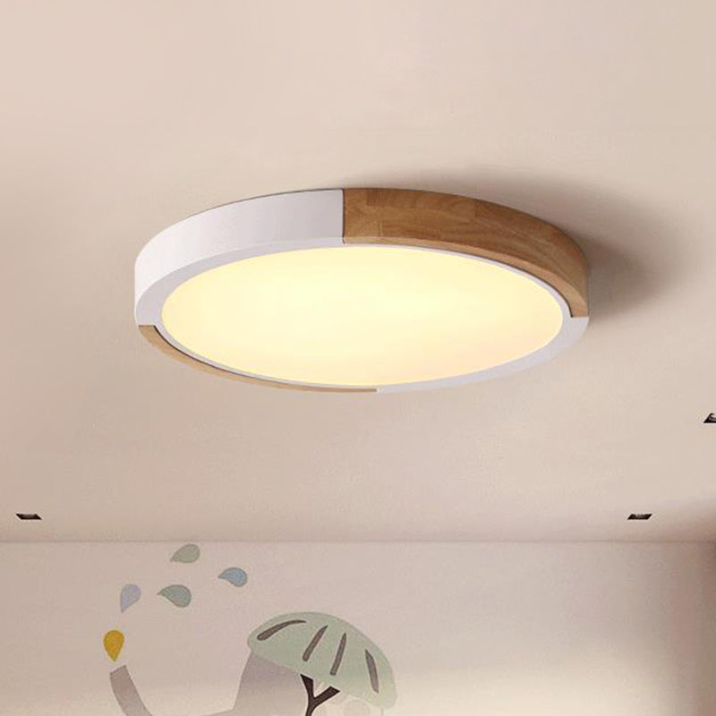 Circle Flush Mount Macaron Acrylic White/Pink/Yellow LED Ceiling Light Fixture in Warm/White Light, 16"/19.5" Wide White Warm Clearhalo 'Ceiling Lights' 'Close To Ceiling Lights' 'Close to ceiling' 'Flush mount' Lighting' 290230