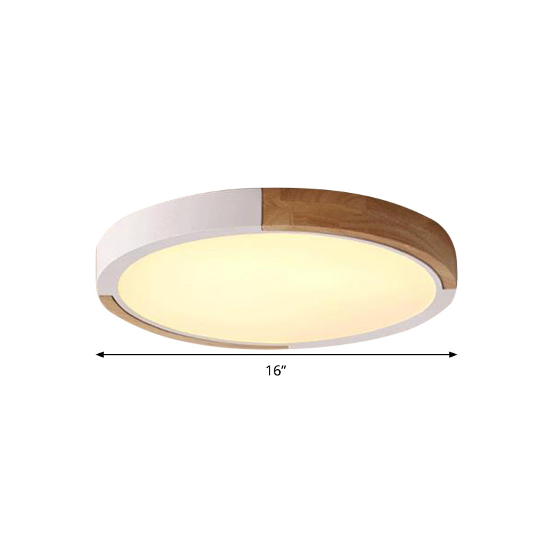 Circle Flush Mount Macaron Acrylic White/Pink/Yellow LED Ceiling Light Fixture in Warm/White Light, 16"/19.5" Wide Clearhalo 'Ceiling Lights' 'Close To Ceiling Lights' 'Close to ceiling' 'Flush mount' Lighting' 290233