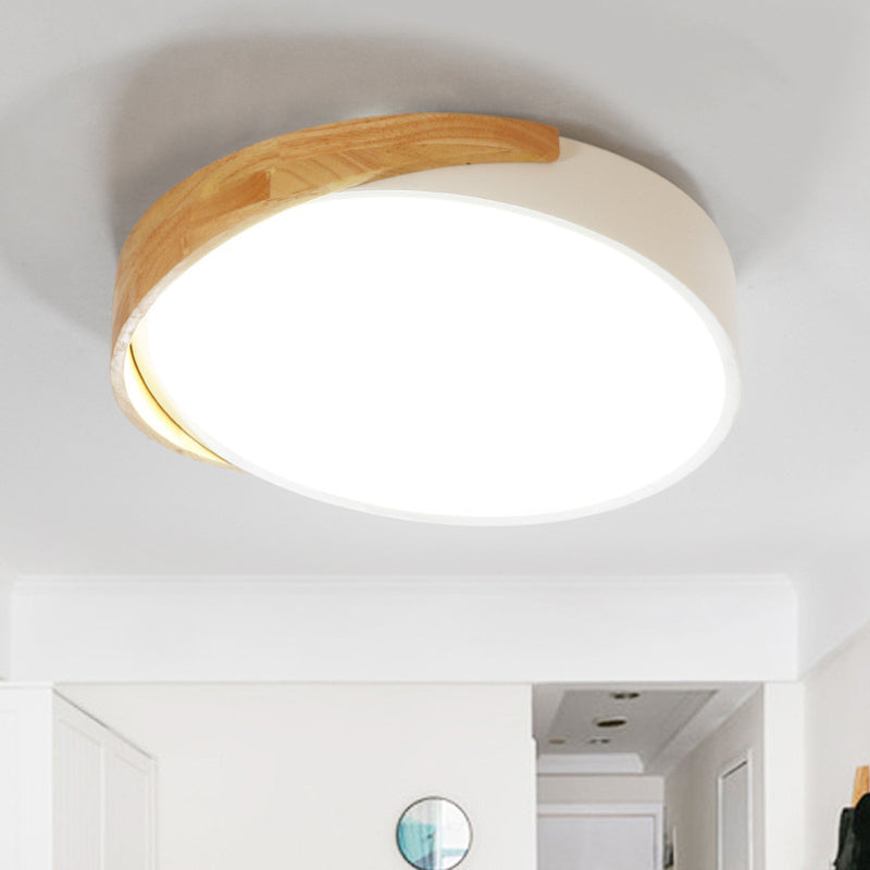 Metal Round Flushmount Macaron LED White Close to Ceiling Lamp in Warm/White Light White White Clearhalo 'Ceiling Lights' 'Close To Ceiling Lights' 'Close to ceiling' 'Flush mount' Lighting' 290237