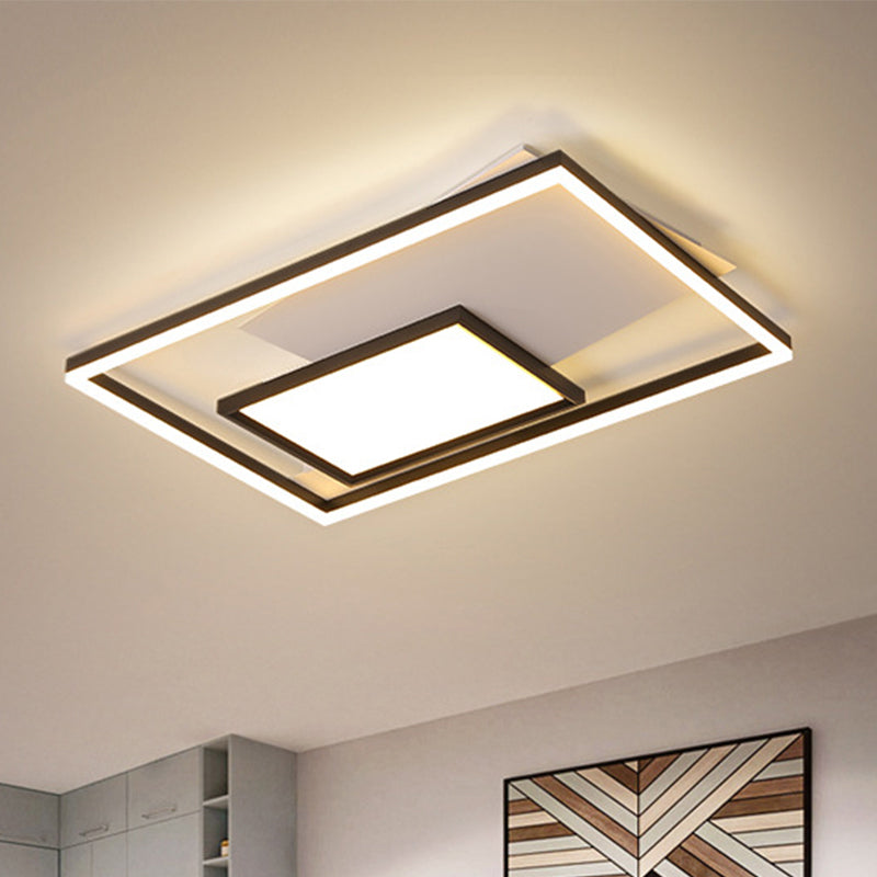 LED Flush Mount Light Rectangle Ceiling Black-White 35.5" Clearhalo 'Ceiling Lights' 'Close To Ceiling Lights' 'Close to ceiling' 'Flush mount' Lighting' 290247