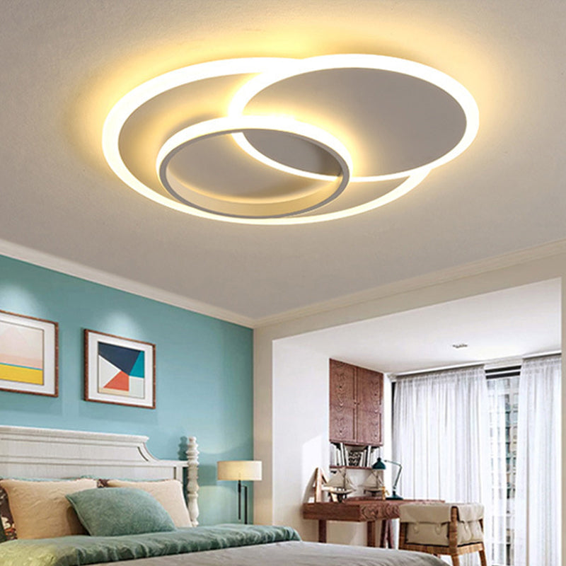 Simple Flush Mount Light Acrylic Bedroom 19"/23" Wide White LED Ceiling Lamp, Warm/White Light/Remote Control Stepless Dimming Clearhalo 'Ceiling Lights' 'Close To Ceiling Lights' 'Close to ceiling' 'Flush mount' Lighting' 290275