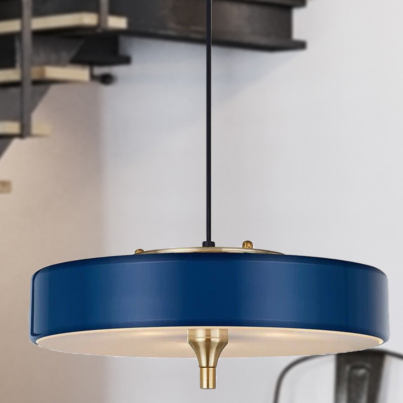 Modern Drum Chandelier Light Blue/White/Black Metal 3 Lights Dining Room Hanging Light Fixture Blue Clearhalo 'Ceiling Lights' 'Chandeliers' 'Modern Chandeliers' 'Modern' Lighting' 290287