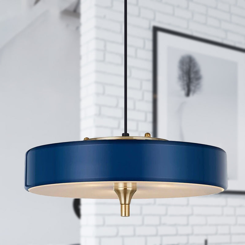 Modern Drum Chandelier Light Blue/White/Black Metal 3 Lights Dining Room Hanging Light Fixture Clearhalo 'Ceiling Lights' 'Chandeliers' 'Modern Chandeliers' 'Modern' Lighting' 290288