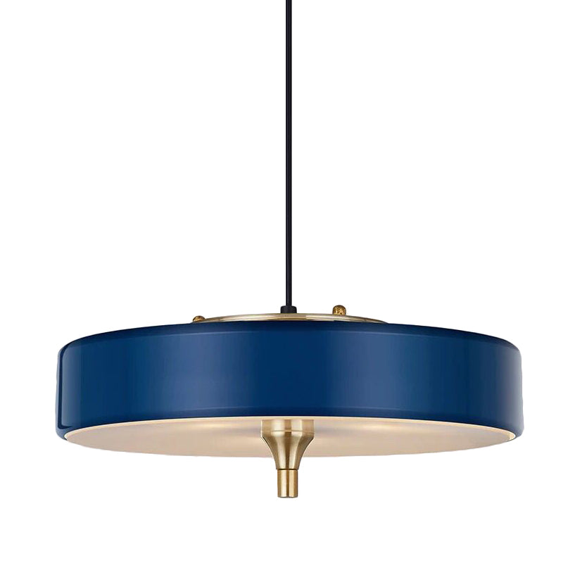 Modern Drum Chandelier Light Blue/White/Black Metal 3 Lights Dining Room Hanging Light Fixture Clearhalo 'Ceiling Lights' 'Chandeliers' 'Modern Chandeliers' 'Modern' Lighting' 290291