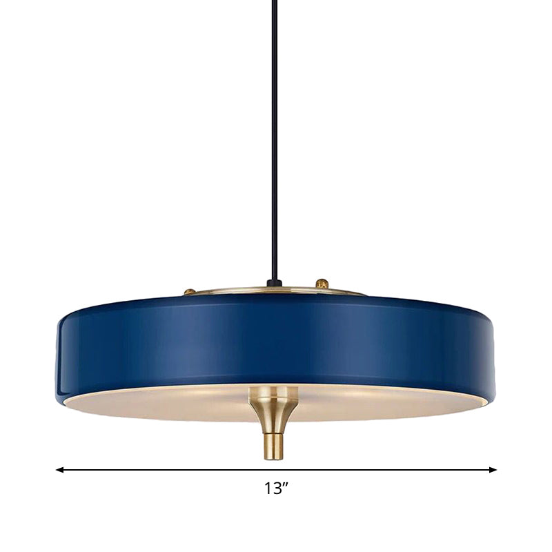 Modern Drum Chandelier Light Blue/White/Black Metal 3 Lights Dining Room Hanging Light Fixture Clearhalo 'Ceiling Lights' 'Chandeliers' 'Modern Chandeliers' 'Modern' Lighting' 290292