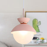 Flared Pendant Lighting Macaron Metal 1 Light Gray/Blue/Pink Hanging Ceiling Light for Dining Room Clearhalo 'Ceiling Lights' 'Modern Pendants' 'Modern' 'Pendant Lights' 'Pendants' Lighting' 290312