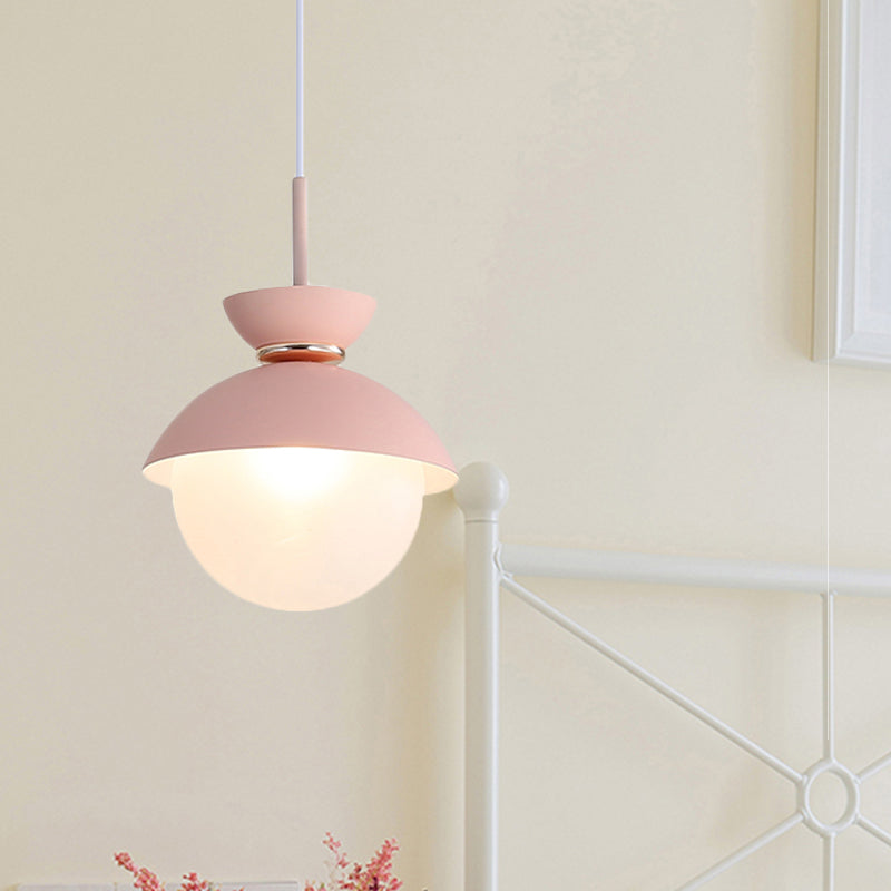 Flared Pendant Lighting Macaron Metal 1 Light Gray/Blue/Pink Hanging Ceiling Light for Dining Room Clearhalo 'Ceiling Lights' 'Modern Pendants' 'Modern' 'Pendant Lights' 'Pendants' Lighting' 290313