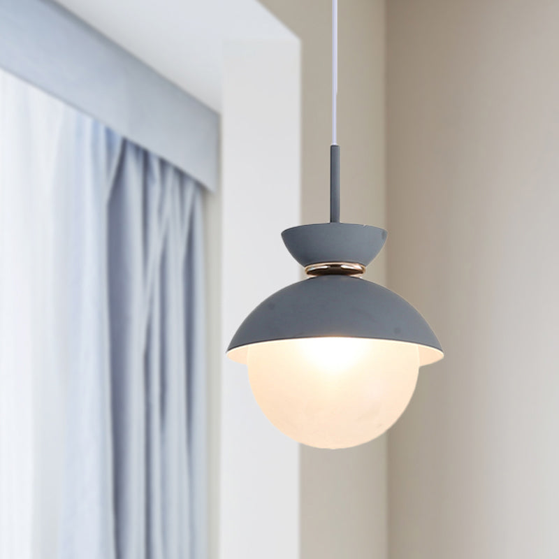 Flared Pendant Lighting Macaron Metal 1 Light Gray/Blue/Pink Hanging Ceiling Light for Dining Room Clearhalo 'Ceiling Lights' 'Modern Pendants' 'Modern' 'Pendant Lights' 'Pendants' Lighting' 290320