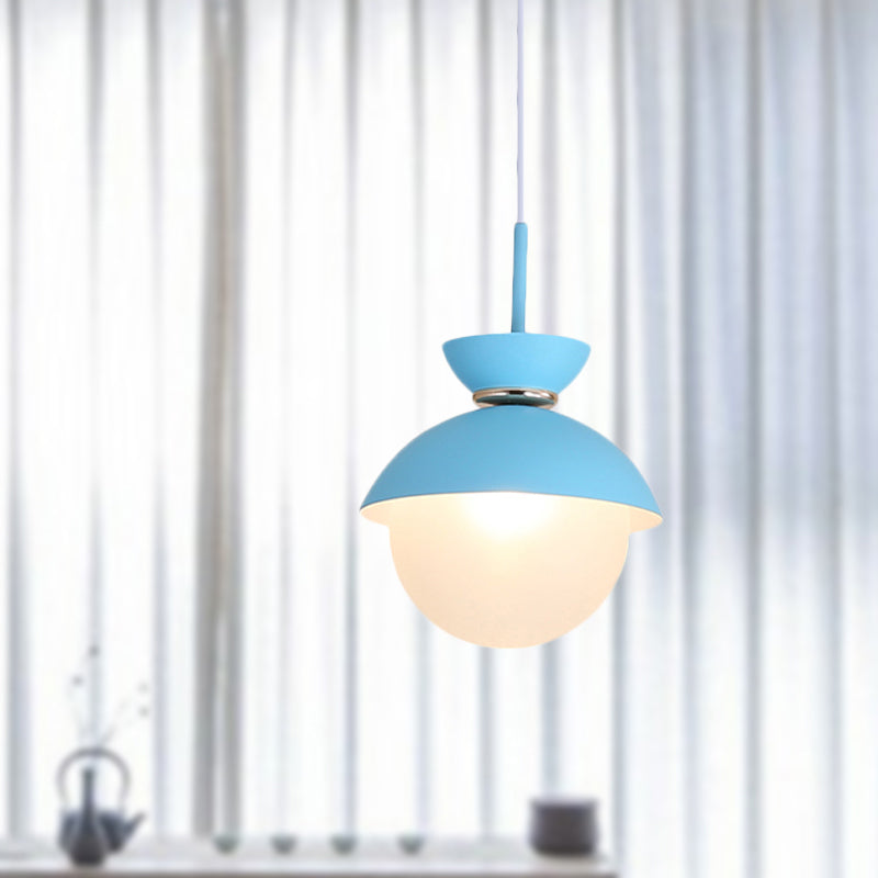 Flared Pendant Lighting Macaron Metal 1 Light Gray/Blue/Pink Hanging Ceiling Light for Dining Room Clearhalo 'Ceiling Lights' 'Modern Pendants' 'Modern' 'Pendant Lights' 'Pendants' Lighting' 290326